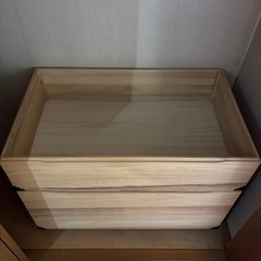 キャスター付き 木製収納チェスト （引き出し2段・フタ付き） の画像