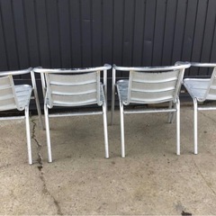 A-350△ y 岐阜発/ ガーデンチェアー/ アルミ製/ イス/ 16脚セット/ 屋外/ テラス/ カフェ/ アームチェア/ 多数あり/現状品/ R7.8/13 △の画像
