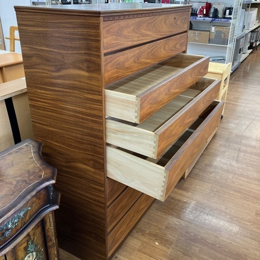 大川家具 タンス 8段 ブラウン