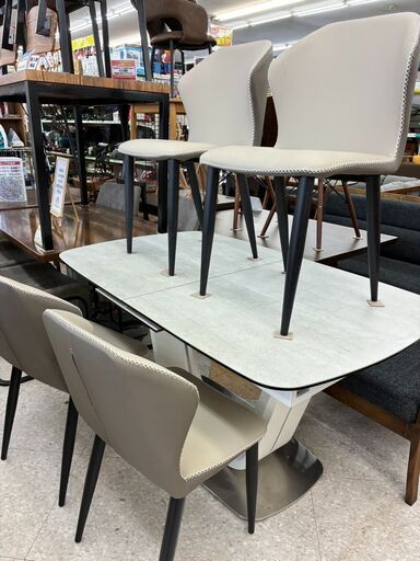 ✨高級イタリア製✨ セラミックトップ 5点ダイニングセット ? 便利な拡張式（エクステンション） 参考上代￥269,800 No. 3681? ?軽トラ無料貸出＆保証付！
