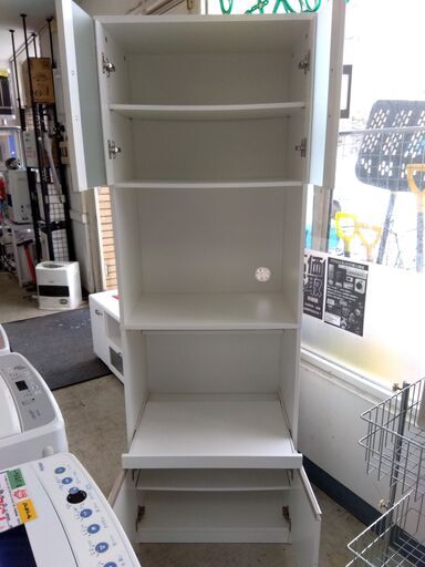 スリムレンジボード ホワイト/白 幅60×奥39×高178cm 食器棚 キッチン ラック 家具 収納 札幌市 中央区 南12条