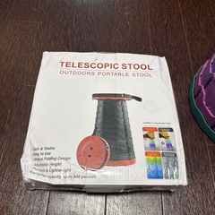 【2個セット】伸縮式折りたたみ椅子（スツール）キャンプ・行列待ち用 ※1点新品・1点中古の画像