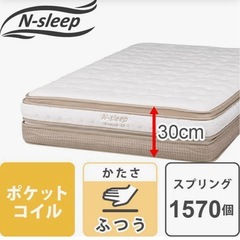 クイーンサイズベッドフレーム、マットレス1枚の画像