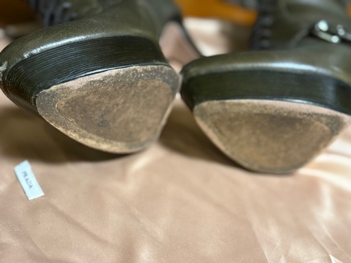 PRADA オリーブグリーン レースアップブーツ 37 ／24cm