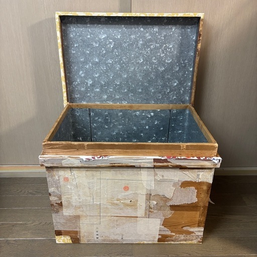 【送料込】昭和レトロ　収納箱　着物収納ケース　木製　ヴィンテージ　レトロ家具 茶箱木箱収納箱昭和レトロヴィンテージアンティーク (ky2222ky) 読売