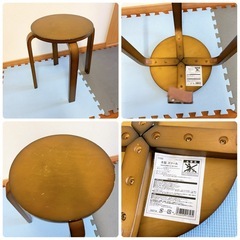 CAINZ 木製スツール ブラウン 2脚セット 丸椅子の画像