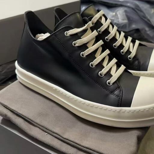 Rick Owens 「Mainline Low Sneakers」 ブラックレザー クリームソール