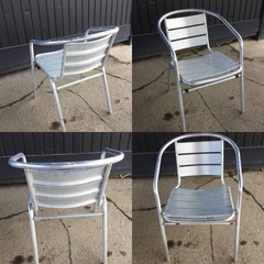 A-358△ y ① 岐阜発/ ガーデンチェアー/ アルミ製/ イス/ 4脚セット/ 屋外/ テラス/ カフェ/ アームチェア/ 多数あり/ 現状品/ R7.8/13△の画像
