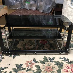 ガラス テレビ台 ブラック 幅800mm×高さ400mm×奥行360mm (売買屋.com