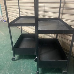【残り1つ】キャスター付きスチールラック　ワゴンラック　２台セット　黒の画像