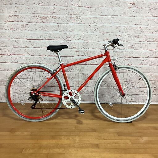 【引き取り限定】中古美品 赤いクロスバイク 大人用】整備済中古クロスバイク風シティ車 21テクノロジー700c 赤色