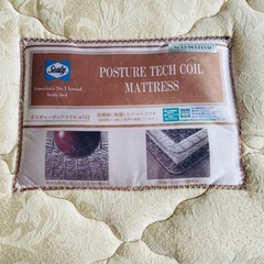 木製ダブルベット　ポスチャーテックコイル-6732 マットレス　sealyの画像