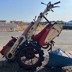 ヤンマー　耕運機　セル付き　ディーゼル 7.5馬力 YA75 耕耘機　管理機　オートヒッチ　畝立て 作業幅 600mm 尾輪付き　畦立て器付き　水田車輪　畑 家庭菜園　農機具　簡易始動動画あり 宮崎の画像