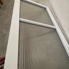 昭和レトロ 横縞ガラス 木枠入り 室内窓 82×46cm｜同サイズ2枚セット｜直接受け渡しの画像