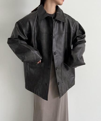 ほぼ新品✨ select MOCA ステンカラーフェイクレザージャケット (の