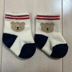 ベビー靴下　新生児　7-9cm 熊の画像