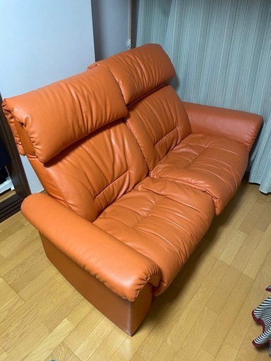 値下げマルイチセーリングムーヴィーⅡ　リクライニングソファ ワイド２P マルイチセーリング ムーヴィーⅡ ソファー オレンジ リクライニング