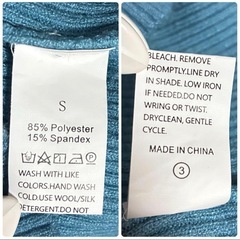 《美品》袖ボタン リブ編み タートルネック セーター ブルーグリーン Ｓの画像