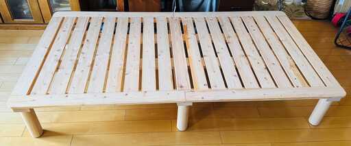 【美品】【神戸での手渡し限定】無印良品スノコベッド　脚20cm、防湿シート、帝人マット、転落防止柵付き　使用1年半