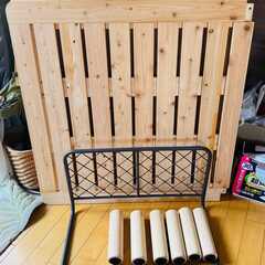 【美品】【神戸での手渡し限定】無印良品スノコベッド　脚20cm、防湿シート、帝人マット、転落防止柵付き　使用1年半の画像
