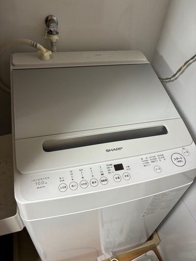 8ヶ月使用シャープ全自動洗濯機洗濯10.0kg簡易乾燥幅60cmステンレス穴
