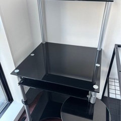 【無料0円】作業用ガラステーブル/お仕事机/勉強机/リモートデスクの画像