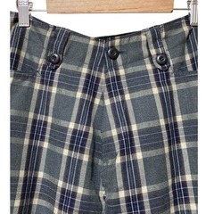 GLOBALWORK チェック柄 ワイドパンツ ネイビー×グレー Mの画像