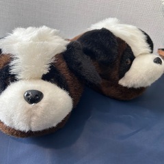 珍しいデザイン！男女　子犬キャラクタースリッパ 約23.5-26cm 紺色の画像