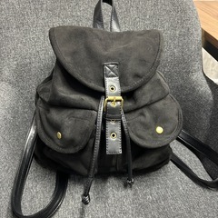 レトロ フラップ リュック ブラック スウェード調 ユニセックス 90s Y2Kの画像