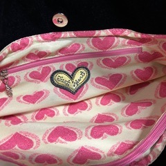 Think Bee! シンクビー トートバッグ｜レザー｜黒×ピンク×マルチ｜刺繍・ラインストーン・ハートの画像