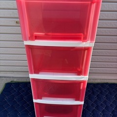 クリアケース4段(レッド)２点セットの画像