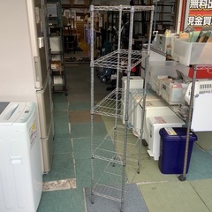 リサイクルサービス八光】幅59㎝　シルバー5段　スリムメタルラック　収納棚の画像