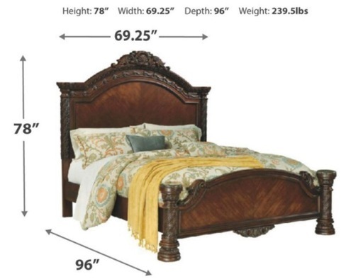 Ashley Furniture クイーンサイズベッド 木製 高級 ヘッドボード