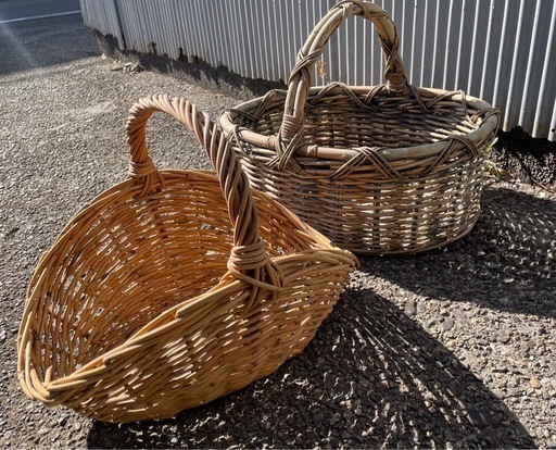 籠花かご2個セットかずら編み葛のつる (なか) 薊野のインテリア雑貨