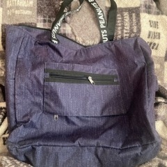 12.メッシュ付 スクエア トートバッグ デニム風 スヌーピーの画像