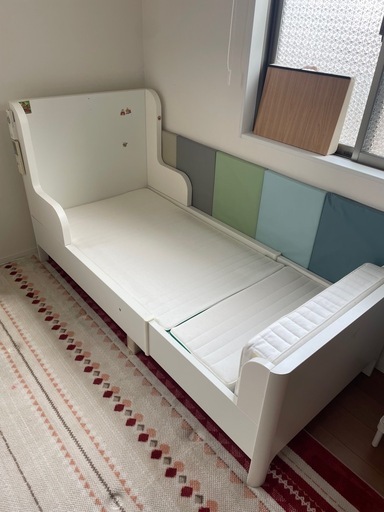 IKEA BUSUNGE ブースンゲ 伸長式ベッド, ホワイト, 80x200 cm (マコト