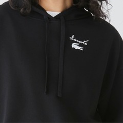 ラコステ　ワイドスウェットパーカー　裏パイル クロップド丈　ブラック Lサイズ 新品の画像