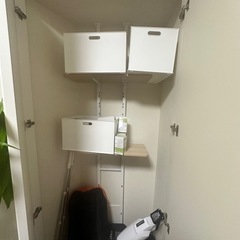 ekans（エカンズ）棚付きランドリーラック 棚2段 突っ張りタイプLSH-T200WN （ホワイトxオーク）の画像