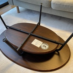 センターテーブル 幅90cm 楕円形 ウォールナット調 ローテーブル
の画像