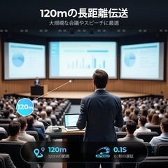 「2026アップグレード版真の4K」ワイヤレスHDMI送信機と受信機、hdmi 無線4K@30Hz、LuckDog【4Kデコード 4K出力/プライバシー保護/5Ghz/120M安定転送距離】日本技適認証取得9つの調整可能なチャンネル。HDTV、プロジェクター、ホームシアター、会議などに適しています (黒)の画像