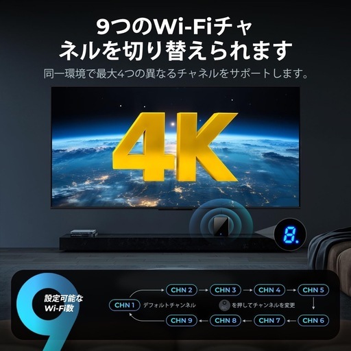 「2026アップグレード版真の4K」ワイヤレスHDMI送信機と受信機、hdmi 無線4K@30Hz、LuckDog【4Kデコード 4K