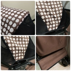 ペットカート 小型犬 猫　ドッグカート　折りたたみ 4輪 ブラウン の画像