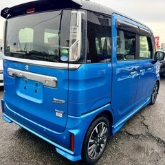 三重県からスズキ スペーシアカスタム 令和2年 ハイブリッドXS 前方位 モニター カメラパッケージ 47000キロ 車検2年満タン付き ブルーの画像