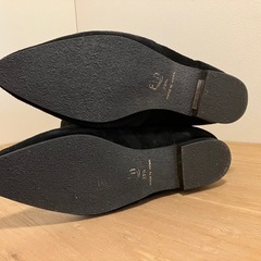 Fin フィン ロングブーツ スエード 23.5cm ブラック バックリボン 花柄 日本製の画像