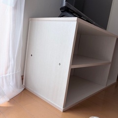 テレビ台 ローボード 白 収納棚付き（73×29×高さ36.5cm）千葉市中央区の画像