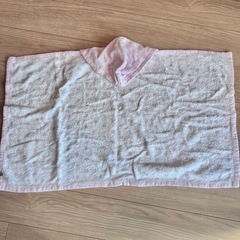 ミキハウス★ベビーポンチョ フード付き ピンク水玉模様の画像
