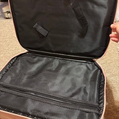 大容量 メイクボックス／コスメ収納ケース ピンク（仕切り調整可）の画像