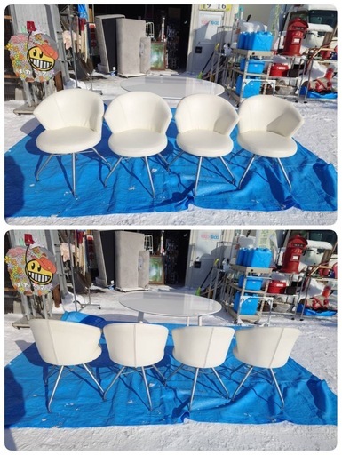 ● ダイニング テーブル 回転式 デザイン チェア 4点 セット 4人用 丸テーブル 120cm ダイニングセット おしゃれ 北欧 モ
