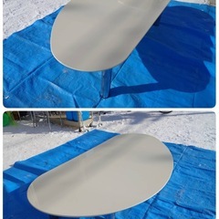 ● 萩原家具本店 大型 ローテーブル 半円型 デザイン ロー ダイニングテーブル ソファテーブル センターテーブル W1800×D950×H360cm 中古 ③の画像