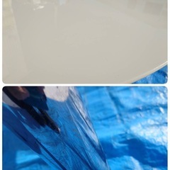 ● 萩原家具本店 大型 ローテーブル 半円型 デザイン ロー ダイニングテーブル ソファテーブル センターテーブル W1800×D950×H360cm 中古 ③の画像